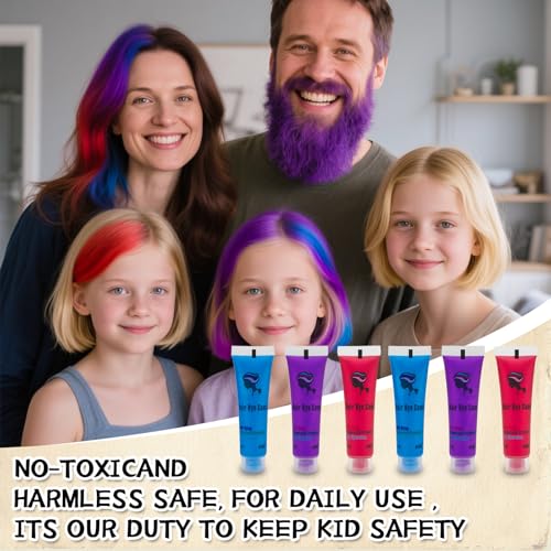 Byhoo Temporary Hair Color Dye for Dark Hair - Washable Cream Formula in Blue, Red & Purple