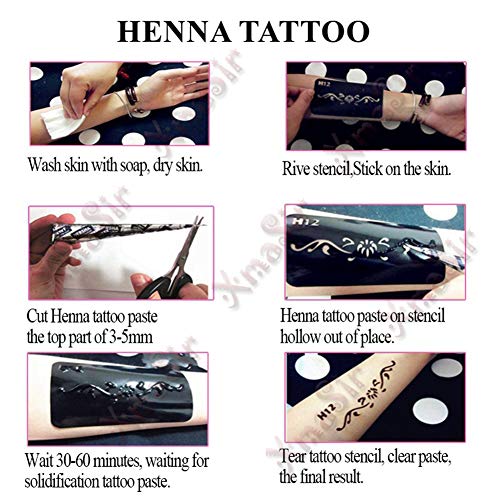 XMASIR Henna Tattoo Stencil Kit Style 2 – 20 Reusable Body Art Templates