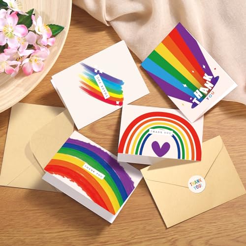 48 Pack Rainbow Thank You Cards with Envelopes for All Occasions