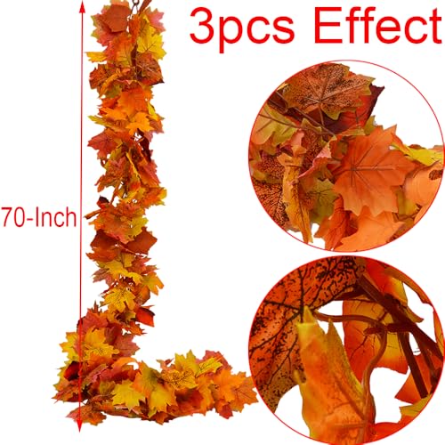 Artificial Fall Maple Leaf Garland - 18 Feet Total for Thanksgiving Decor
