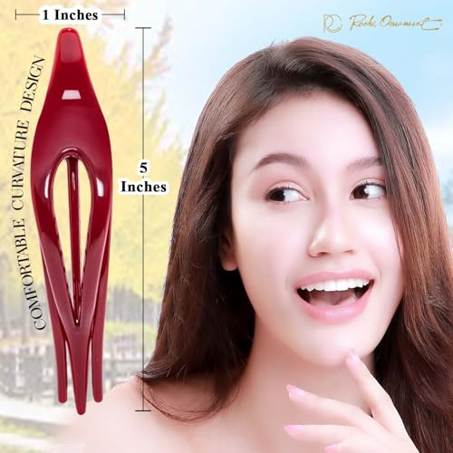 Classic 6 Pcs Flat Claw Clips for Women - No Slip, Medium Size