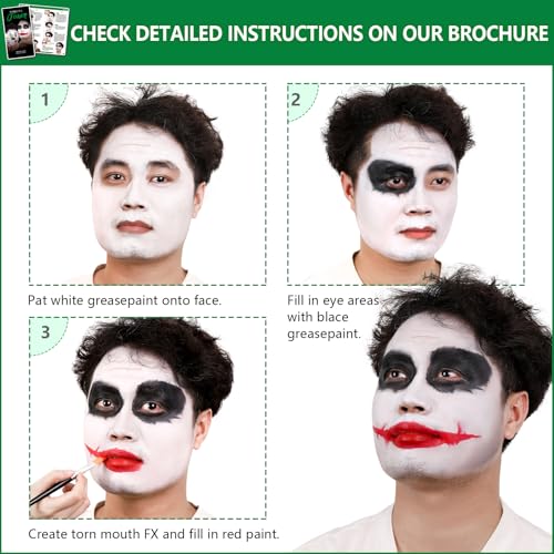 Joker/Clown SFX Makeup Kit - Complete Halloween Face Paint Set for Cosplay & Stage