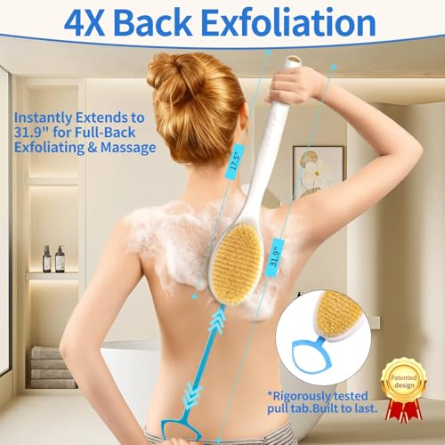 Extendable Back Scrubber - 17.5" to 31.9" Dual-Sided Brush