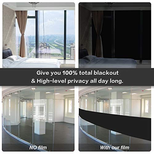 WochiTV Total Blackout Window Film - 100% Light Blocking Privacy Tint (17.5 in x 6.56 Ft)