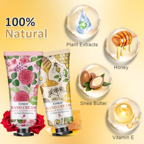 KONEUK 8-Pack Mini Hand Cream Set for Dry Cracked Hands