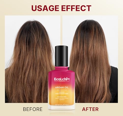 ECOLCHIPRO Moroccan Argan Hair Oil - Vitamin E Treatment for Dry Damaged Hair