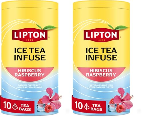 Lipton Hibiscus Raspberry Cold Brew Tea Bags - 10 Count Pack