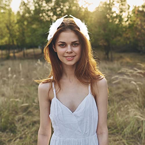 ANCIRS 4 Pack White Feather Hair Clips Barrettes for Women & Girls - Elegant Hair Accessories