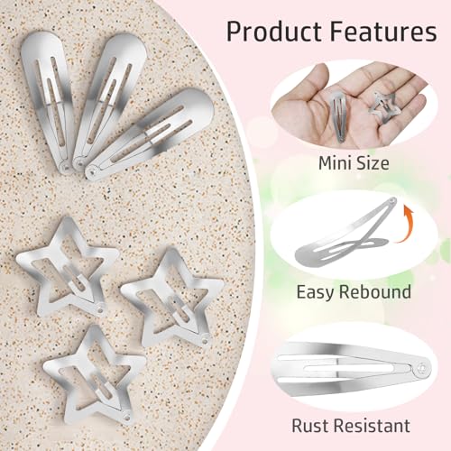 20 Pcs Star & Teardrop Hair Clips Set - Stylish Metal Barrettes