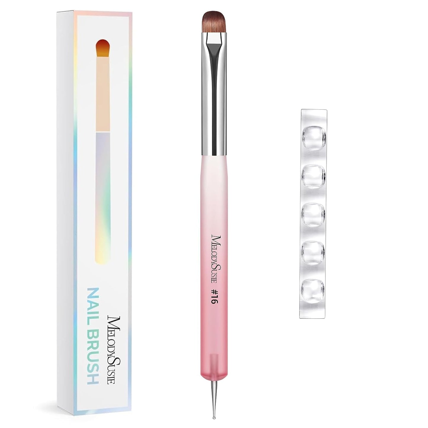 Dual-Ended French Nail Brush & Dotting Pen Set - Nail Art Tool with Holder | Blue, Size #12