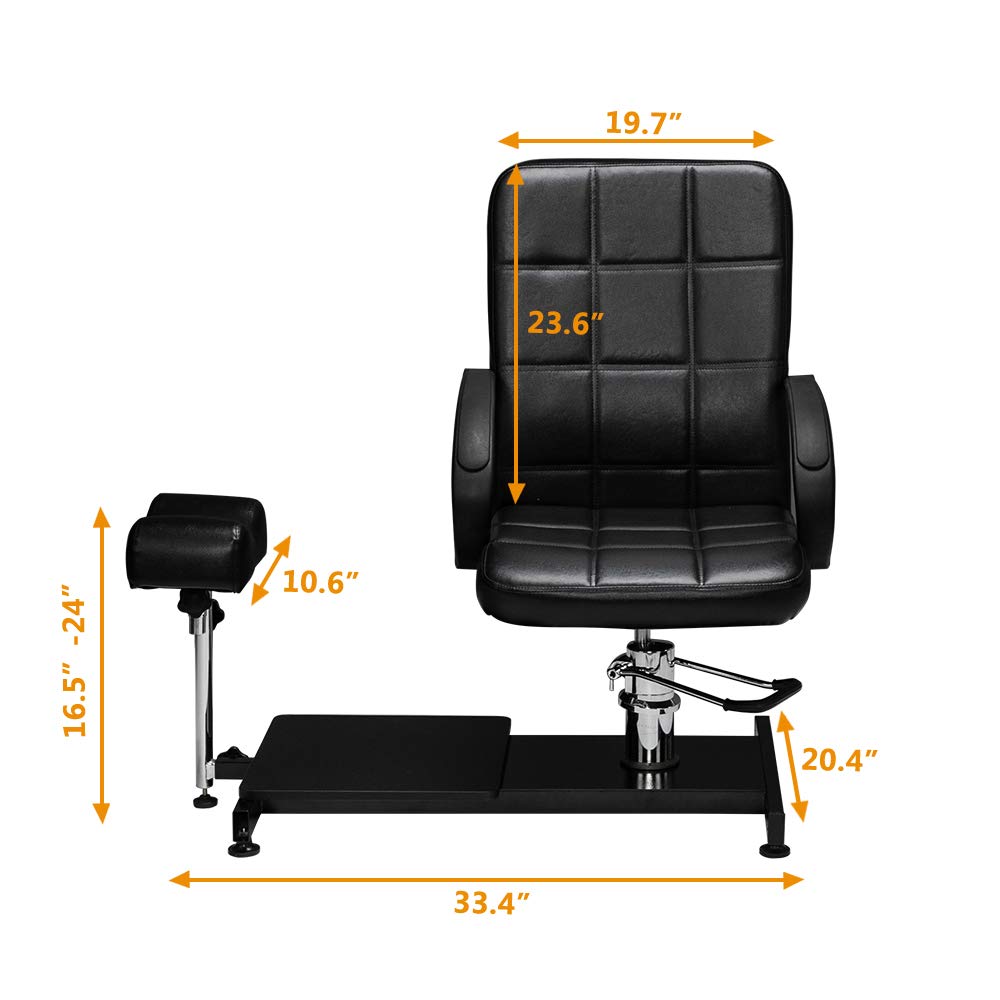 mefeir Pedicure Chair, Pedicure Station Unit with Hydraulic Seat & Foot Rest, Foot Spa Massage Station Nail Tech Furniture, Perfect for Beauty Salon Home Use(Black)