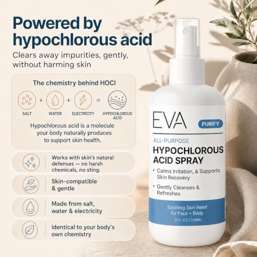 Eva Naturals Hypochlorous Acid Face & Body Mist 8 oz – Hydrating Skin Refresher for All Skin Types