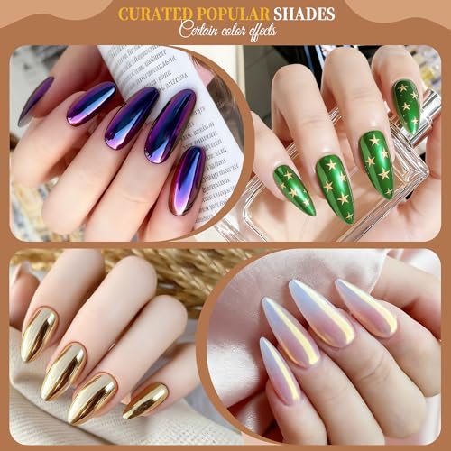Artdone 24Jars Chrome Nail Powder Kit | Metallic & Holographic Effects