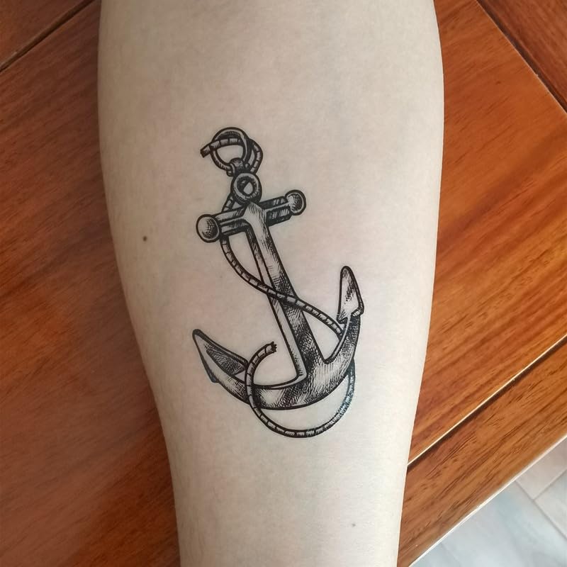 Anchor Temporary Tattoo Stickers - Waterproof Body Art Set of 12