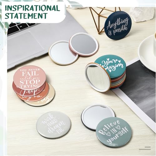 30 Pcs Inspirational Compact Mirrors for Women, 2.76-Inch Portable Bulk Gift