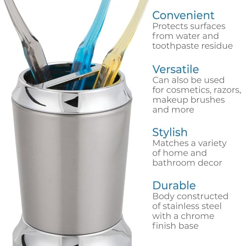 iDesign Preston Stainless Steel Toothbrush Holder - 3" x 3" x 4.5"