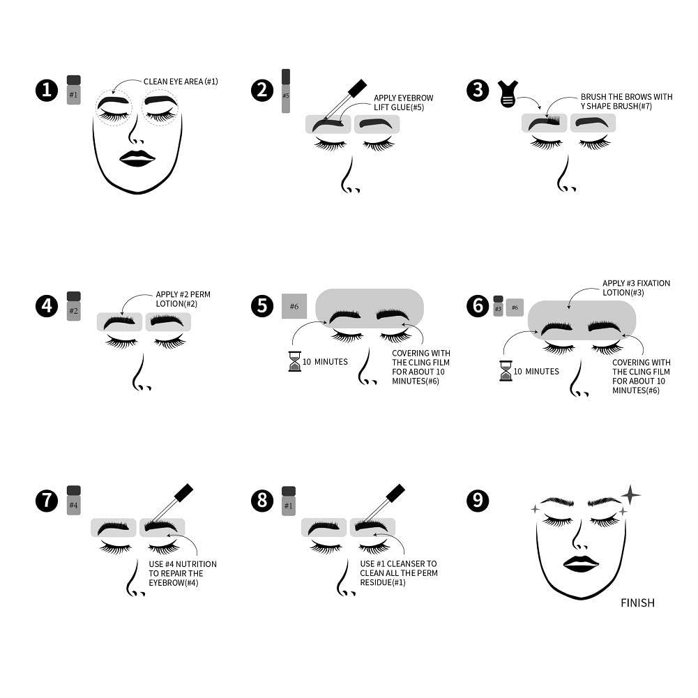 SUNSENT Brow Lamination Kit with Brow Lift & Styling Tools, Easy DIY Eyebrow Perm Kit for Fluffy, Fuller, Laminated Brows, Professional At-Home Brow Lift Kit, Salon Results, Long Lasting