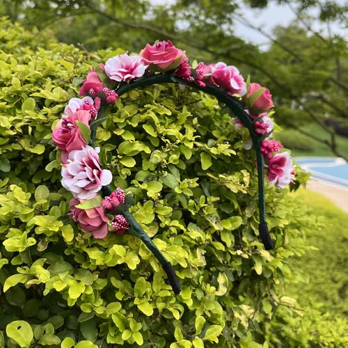 Hot Pink Flower Fairy Crown Headband - Floral Hair Accessory for Weddings & Festivals