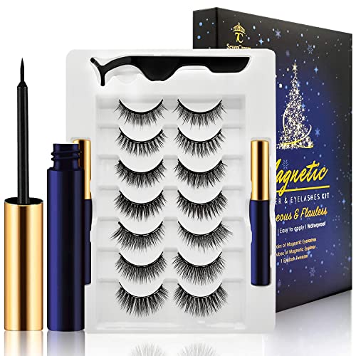 Magnetic Eyelashes with Eyeliner Kit - 7 Pairs Natural Look