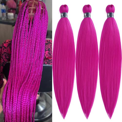 Pre-Stretched Pink Kanekalon Braiding Hair Extensions - 26 Inch