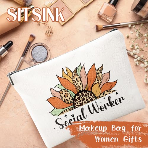 Sitsink Social Worker Appreciation Gift Set - 6 Social Work Themed Makeup Bags