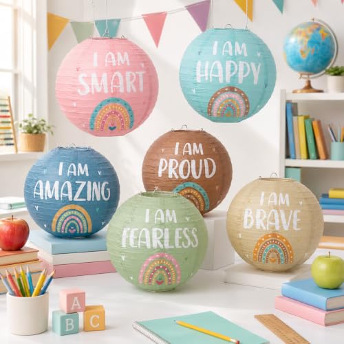 Boho Hanging Paper Lanterns - 6 Pack, 8-Inch Inspirational Decor