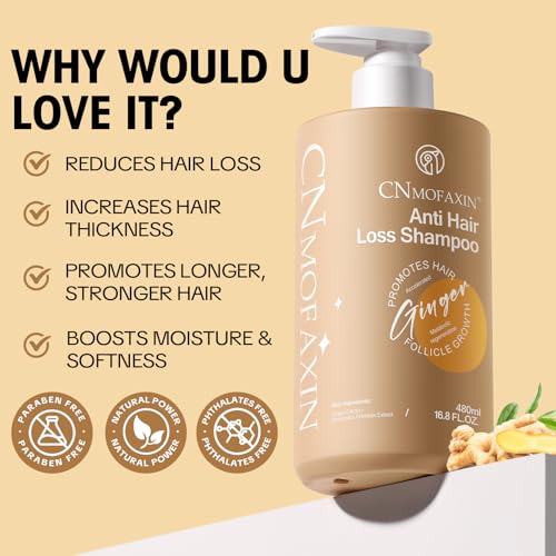Anti Hair Loss Shampoo for Men & Women with Ginger & Castor Oil - 16.8 fl. oz