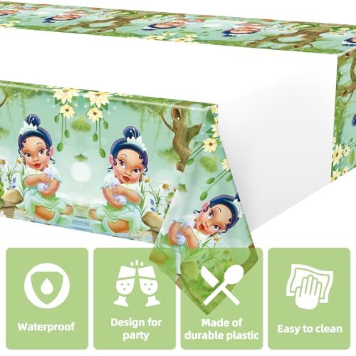 Princess Tiana Tablecloth Set - 2pcs Cartoon Birthday Decor (70"x42")
