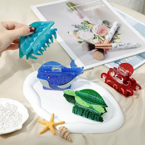 Sea Animals Hair Clips for Women - 4PCS Ocean-Themed Claw Clips