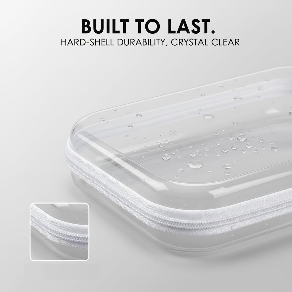 DAYUMKOU 10 Pcs Clear Hard Shell Zipper Case, (9.84x7.87x2 Inch)