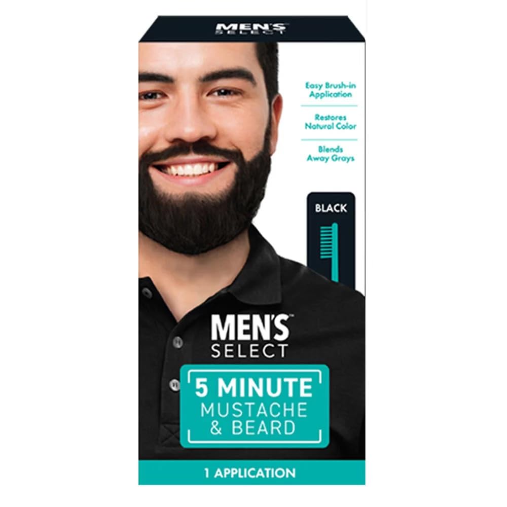 Men’s Beard & Mustache Dye - Black Brush-In Formula with Applicator Brush Included