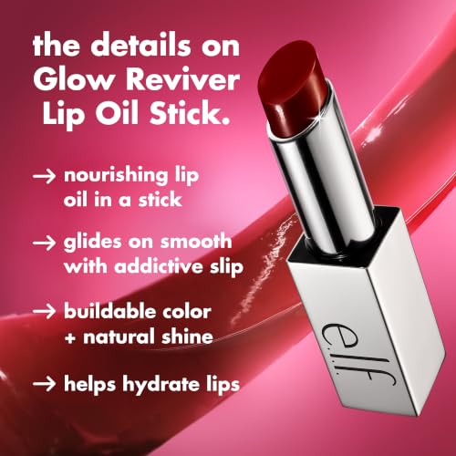 e.l.f. Glow Reviver Lip Oil Stick - Tinted, Hydrating & Vegan