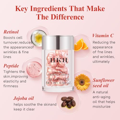 HKH Retinol Serum Capsules for Face - Anti-Aging Night Skincare, 48 Count, Travel-Friendly, Hydrating & Firming