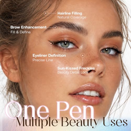 CALAILIS Waterproof Microblading Eyebrow Pencil for Women - Dark Brown 2-in-1 Microblading & Precise Brush Dual-Ended Eyebrow & Eyeliner Pen
