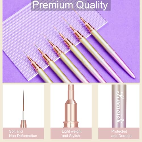 KEMEISI 6-Piece Nail Art Brush Set for Gel Polish & Detailing