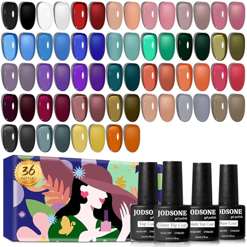 JODSONE B28 Jelly Gel Nail Polish Kit - 32 Classic Colors & Functional Gels