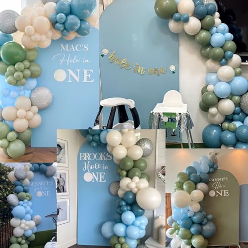 60 Pcs Boho Sage Green & Blue 12 Inch Balloons for Parties