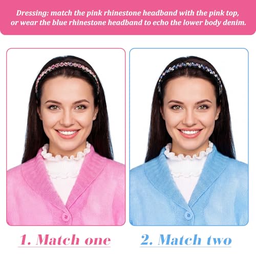 Syhood 8 Rhinestone Headbands for Women - 2 Flower Styles
