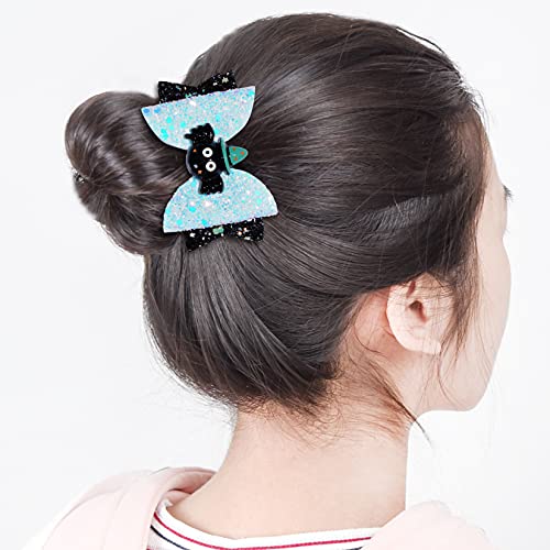 8Pcs Halloween Hair Accessories Set - Glitter Bows & Clips