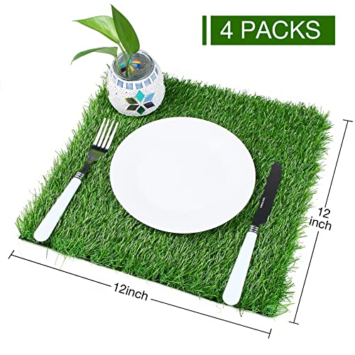 Artificial Grass Placemats - 12"x12" Turf Mats for Parties