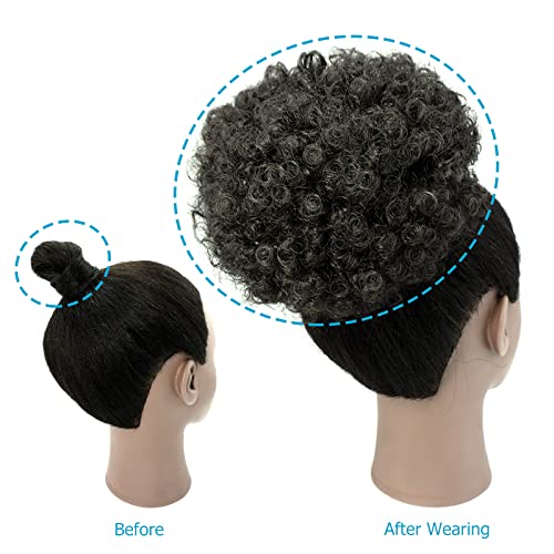 Afro Puff Drawstring Ponytail Extension for Black Women - 6" Kinky Curly Clip-In Hairpiece