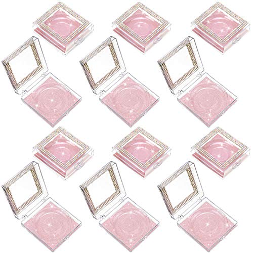 Blulu 12 Pcs Rose Gold Empty Eyelash Boxes Set with Glitter