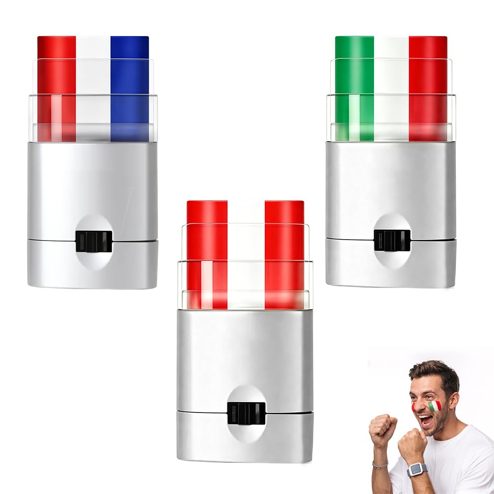 Patriotic Face Paint Stick - Red White Blue Stripes for Sports Makeup | Ideal for Football, Baseball, Softball