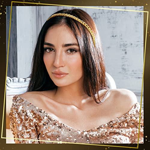 Gold Leaf Headbands Set - 6 Pcs Pearl Headbands for Women