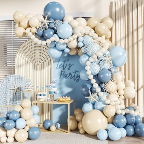 Blue Beach Balloon Arch Kit - 140Pcs Ocean Theme Party Decor