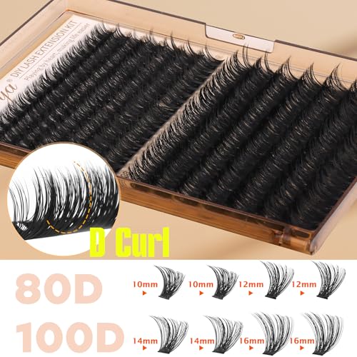 Geeneiya White Lash Bond & Seal Kit with Cluster Lashes 10-16mm DIY Eyelash Extensions