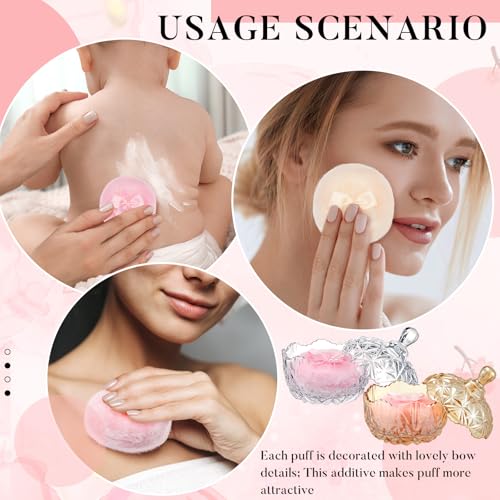 Tioncy 4 Pcs Large Body Powder Puff & Container Set - Diamond, Amber & Clear