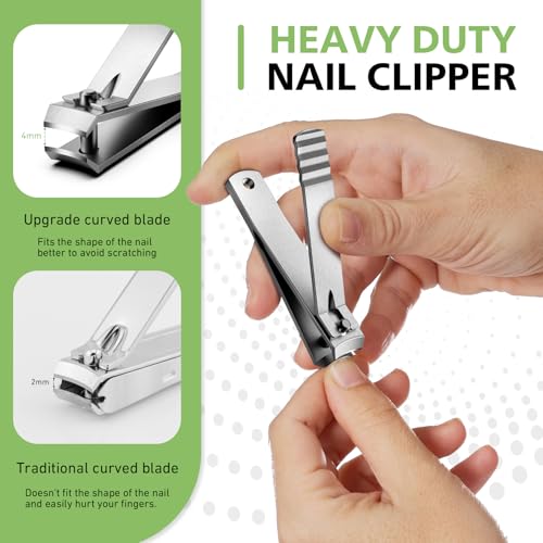 Baluca Curved Toenail Clipper for Thick Nails - Heavy Duty Stainless Steel