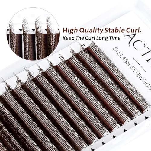 ACTROL Brown W7D Lashes Extensions 0.07mm D Curl 8-15mm Mix