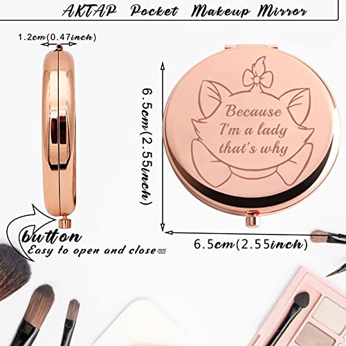 Cat Pocket Compact Makeup Mirror - 'Because I'm a Lady' Gift for Cat Lovers